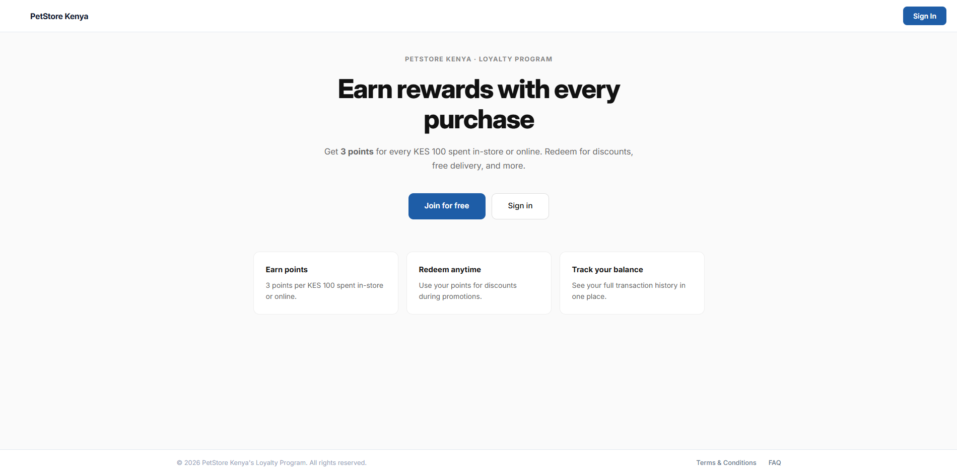 Preview of Petstore Kenya Loyalty Program